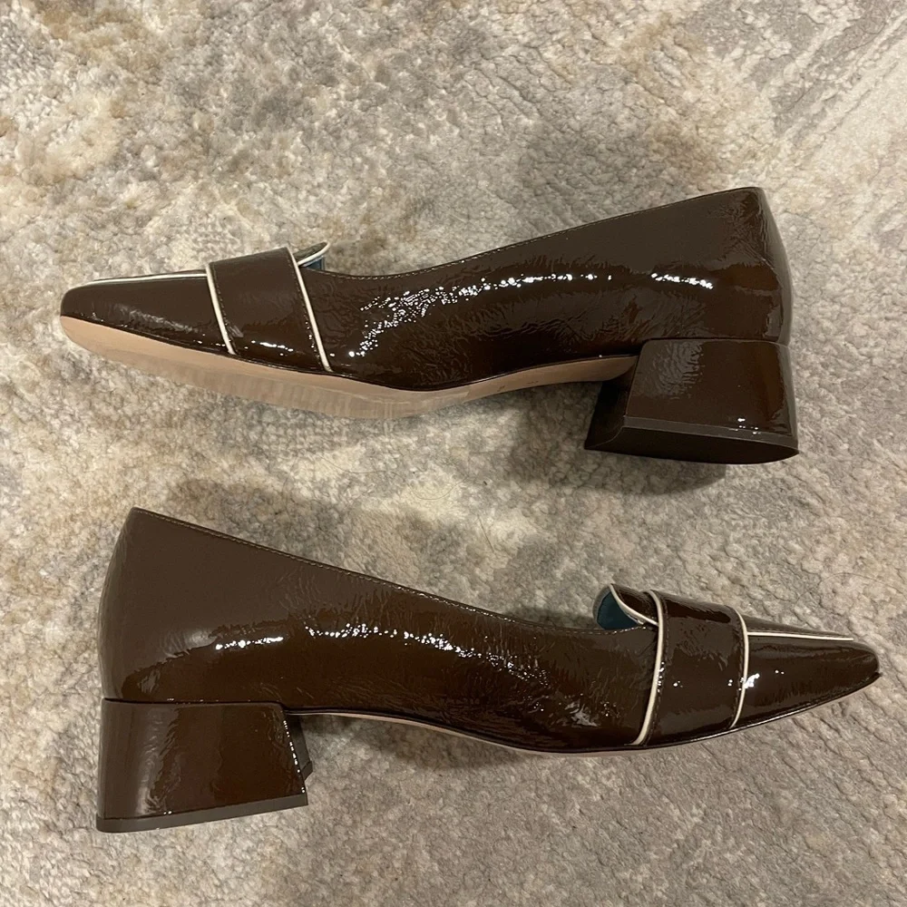 FRANCES VALENTINE Mackie Pump - Chocolate/Oyster Leather Size 8.5B New MSRP $598 - Picture 8 of 11